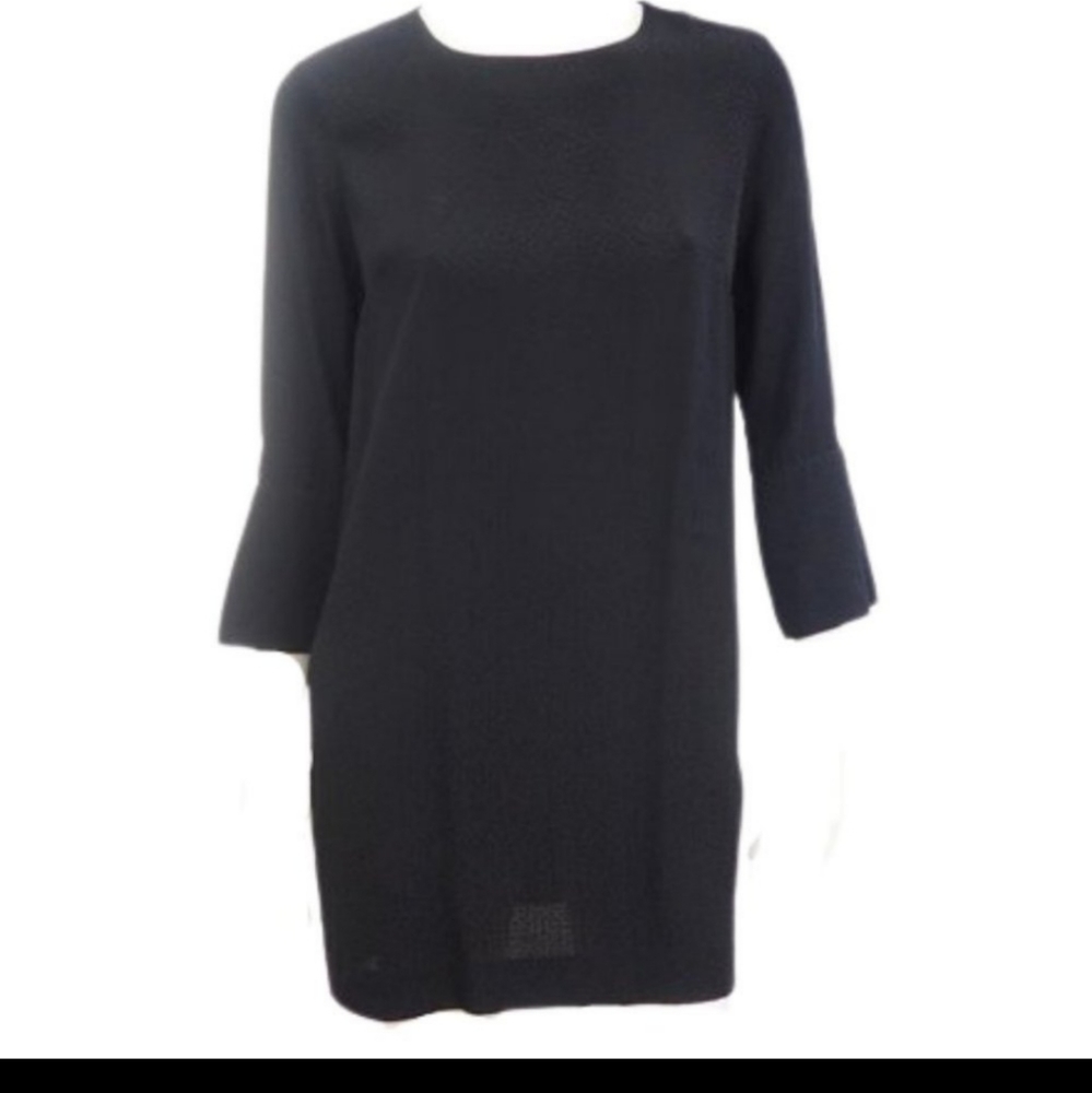 & Other Stories Black Shift Dress with pockets 3/4 Sleeve patterned